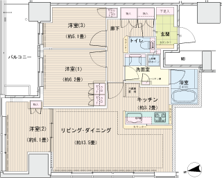 横浜市鶴見区の分譲賃貸マンション　ロイヤルタワー横濱鶴見　間取りです