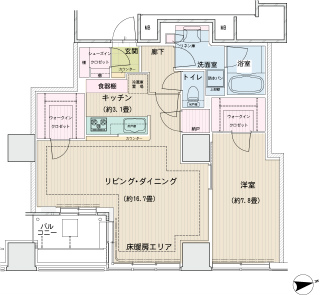 横浜市鶴見区の賃貸分譲マンション　ロイヤルタワー横濱鶴見　2302号室　間取