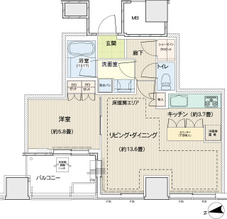 横浜市鶴見区の賃貸マンション　ロイヤルタワー横濱鶴見　２９０９号室　間取