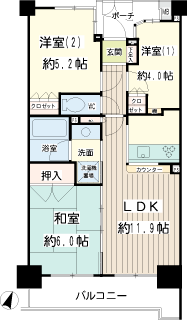 川崎市幸区の分譲賃貸マンション　ナイスブライトピア新川崎　６０５間取りです