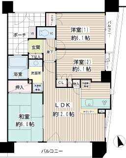 横浜市南区の賃貸マンション　ナイスエスアリーナ横濱上大岡　間取りです