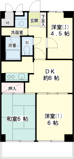 東京都大田区の賃貸マンション　ニックハイム西六郷第二　間取りです