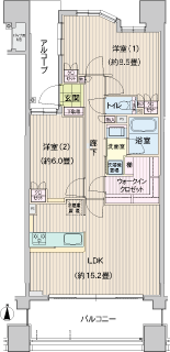 藤沢市辻堂神台の分譲賃貸マンション　プレジデントステージ辻堂　湘南Ｃ－Ｘ　間取りです