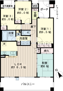 川崎市麻生区の分譲賃貸マンション　ナイスステージ栗平ガーデンズ　間取りです