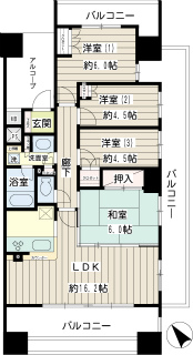 川崎市川崎区の分譲賃貸マンション　カワサキアイランドスイート　１２２５号室　間取