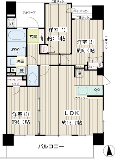 横浜市港北区の賃貸マンション　ナイスグランソレイユ横濱綱島　４１８号室　間取