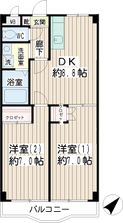 横浜市神奈川区の賃貸マンション　セル・エ・ポアブル　間取りです