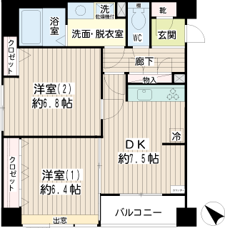 東急東横線　東白楽駅の賃貸マンション　アキラクワトロ　３０１・９０１間取りです