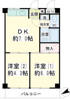 川崎市幸区の賃貸マンション　パティオ２７７　間取り