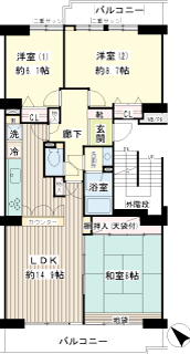 横浜市鶴見区の賃貸マンション　コープ野村バードウッド１番館　間取り