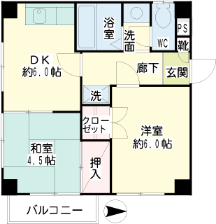 横浜市鶴見区の賃貸マンション　メゾンＩ＆Ｓ　３０５号室　間取りです