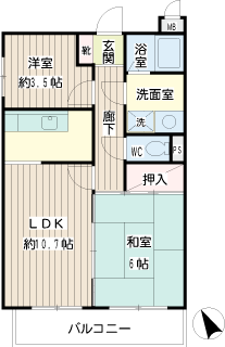 横浜市神奈川区の賃貸マンション　ペイサージュ　101間取りです