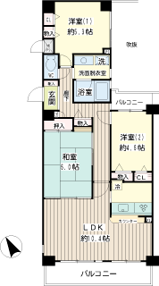 横浜市戸塚区の賃貸マンション　ニックライブステイツ戸塚ガーデン　　間取りです