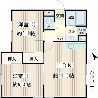 横浜市鶴見区の賃貸マンション　ヒルズ防野　の間取りです