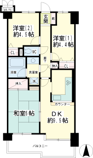 横浜市鶴見区の賃貸マンション　藤和シティコープ三ッ池　間取りです