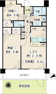 東京都大田区の賃貸マンション　ハイシティ西馬込　１０２号室　間取