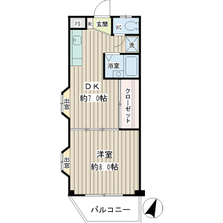 横浜市神奈川区の賃貸マンション　パークサイド宮里１０１号室　間取