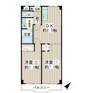 横浜市神奈川区の賃貸マンション　セル・エ・ポアブル　４０２号室　間取