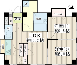 横浜市港北区の賃貸マンション　カーサ妙蓮寺Ⅳ　１０１　間取