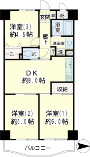 川崎市高津区の賃貸マンション　ヴェルドミール　２０４号室　間取