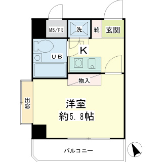 横浜市神奈川区の賃貸マンション　ＮＩＣアーバンスピリッツ横浜反町　５０１号室　間取