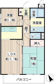 横浜市神奈川区の賃貸マンション　ペイサージュ　１０１号室　間取