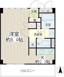 >横浜市鶴見区の賃貸マンション　豊岡朝旭フーガ　５０６号室　間取