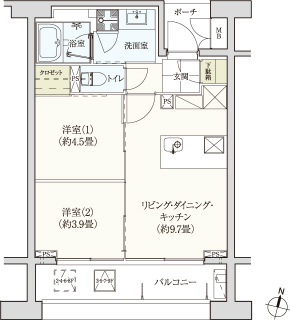 川崎市川崎区の新築賃貸マンション　イグレクス　３０４間取