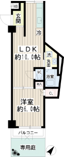 横浜市鶴見区の賃貸マンション　エンゼルハイム鶴見第三　１０９号室　間取りです