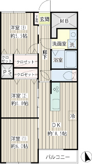 横浜市港南区の賃貸マンション　シャンローゼ上大岡　３０３　間取