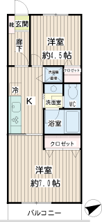 東京都大田区の賃貸マンション　蒲田ローヤルコーポ　間取りです