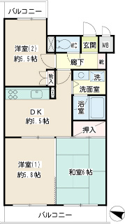 横浜市鶴見区の賃貸マンション　ライオンズマンション岸谷公園　２１５号室　間取