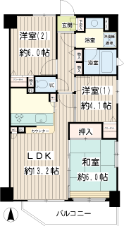 川崎市幸区の賃貸マンション　ソオワ川崎ウエスト　間取りです