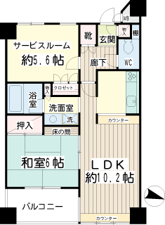 横浜市鶴見区の駅近分譲賃貸マンション　ニッコーハイム鶴見中央　間取りです