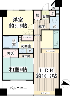 横浜市鶴見区の賃貸マンション　ニッコーハイム鶴見中央　間取りです