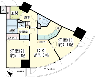 横浜市鶴見区の賃貸マンション　シーアイマンション鶴見　間取り