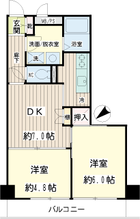 横浜市鶴見区の賃貸マンション　グランドメゾン鶴見サウスウイング　間取りです