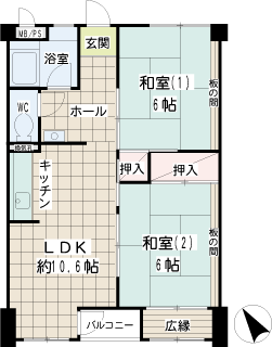 横浜市鶴見区の賃貸マンション　東寺尾分譲共同住宅　間取りです