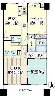 横浜市鶴見区の賃貸マンション　ライオンズヒルズ北寺尾　７０２号室　間取