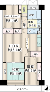 横浜市西区の分譲賃貸マンション　藤和西横浜ハイタウン　間取りです