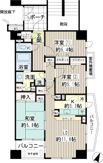 横浜市鶴見区の賃貸マンション　ネオマイムステーションスクエア　８０９号室　間取