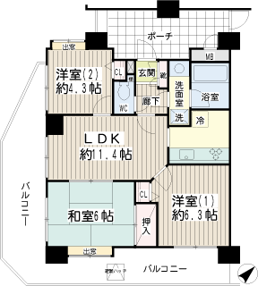 横浜市鶴見区の賃貸マンション　グレイス鶴見ステーションシティ　間取りです