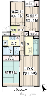 横浜市栄区の賃貸マンション　港南台プリンスハイツ６号館　間取りです