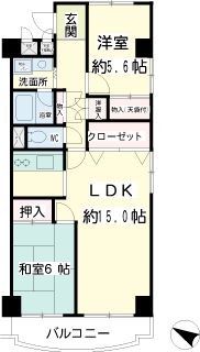 東京都大田区の賃貸マンション　池上セントラルマンション　５０１間取りです　