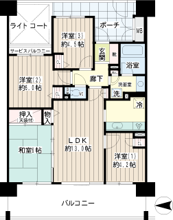 東京都大田区の分譲賃貸マンション　ブラウトリエ　間取りです