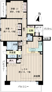 横浜市港北区の賃貸マンション　グリーンサラウンドシティ五番街　１２３号室　間取り