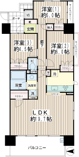 東急東横線　武蔵小杉駅の分譲賃貸マンション　ガーデンティアラ武蔵小杉　間取りです