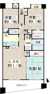 東急東横線綱島駅の賃貸マンション　リベール綱島フリーディア　間取りです