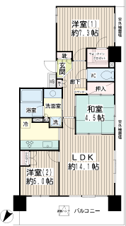 横浜市鶴見区の分譲賃貸マンション　グレーシアスクエア横浜鶴見　間取りです