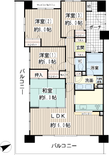 川崎市川崎区の分譲賃貸マンション　アイランドブリーズ　間取りです